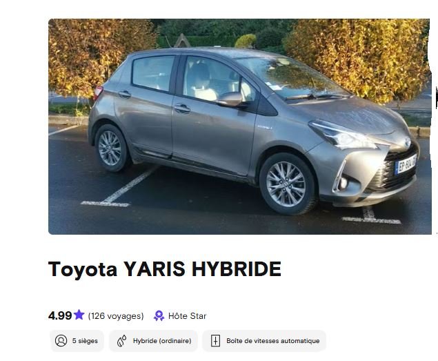 débuter sur Turo
Véhicule idéal pour débuter l’autopartage sur Turo