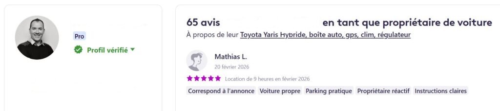 Avis certifié client location voiture autopartage Getaround avec O’to Location
